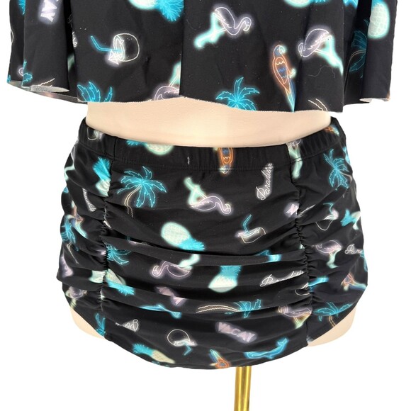 Torrid Flounce Bikini Swim Set 1X 14 16 Tropical Neon Print High Waist Bottom - Picture 5 of 16